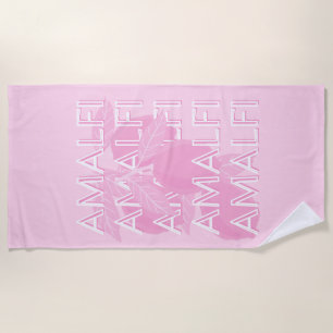 Amalfi Coast, Italy, Travel Art, Preppy, Pink Beach Towel