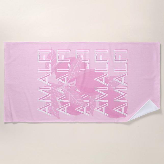 Amalfi Coast, Italy, Travel Art, Preppy, Pink Beach Towel (Front)