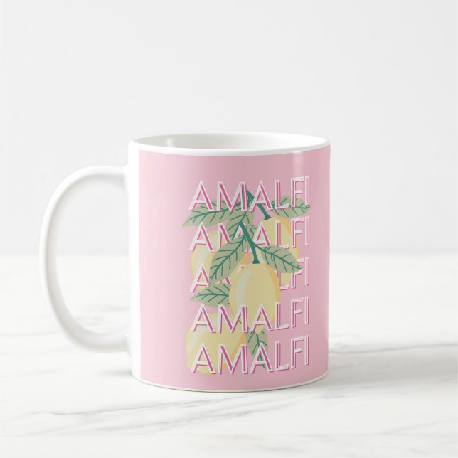 Amalfi Coast, Italy, Travel Art, Preppy, Pink Coffee Mug (Left)