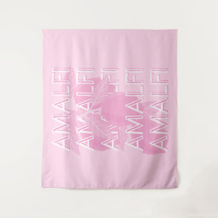 Amalfi Coast, Italy, Travel Art, Preppy, Pink Tapestry
