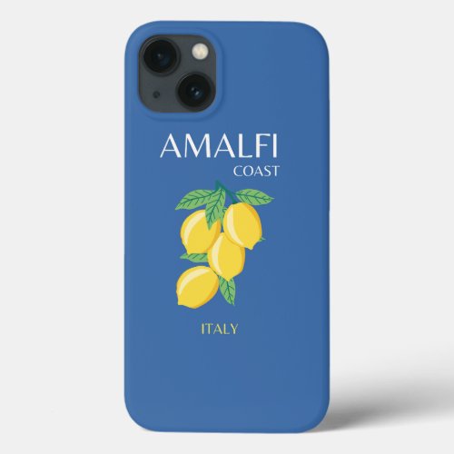 Amalfi Coast Italy Travel Art Retro Blue iPhone 13 Case