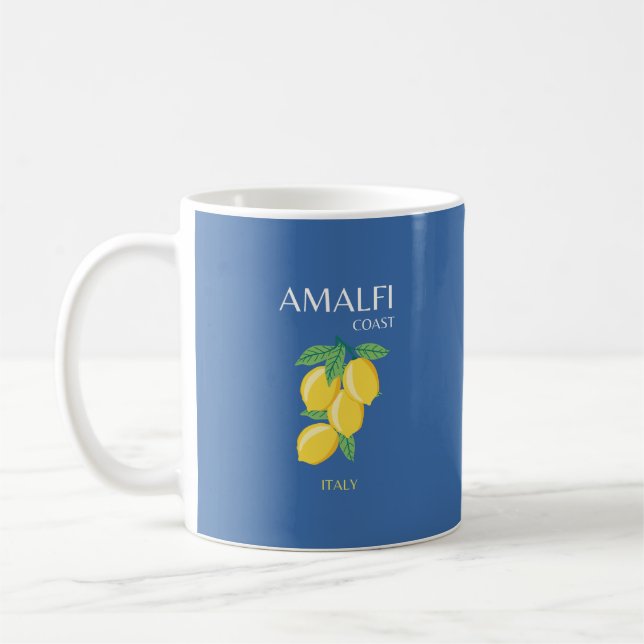 Amalfi Coast, Italy, Travel Art, Retro, Blue Coffee Mug (Left)