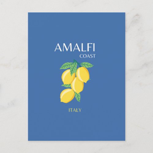 Amalfi Coast Italy Travel Art Retro Blue Holiday Postcard