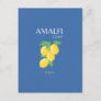 Amalfi Coast, Italy, Travel Art, Retro, Blue Holiday Postcard
