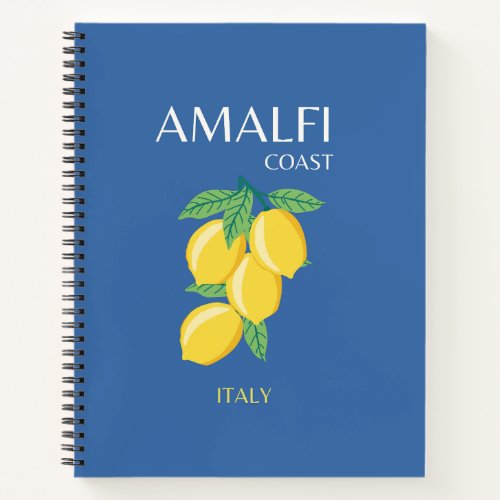 Amalfi Coast Italy Travel Art Retro Blue Notebook