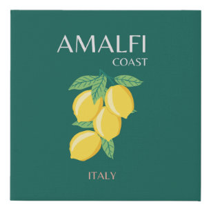 Amalfi Coast, Italy, Travel Art, Retro, Green Faux Canvas Print