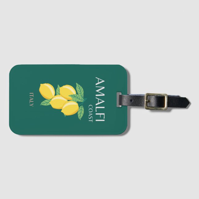 Amalfi Coast, Italy, Travel Art, Retro, Green Luggage Tag (Front Horizontal)