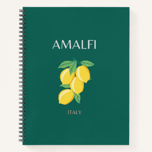 Amalfi Coast, Italy, Travel Art, Retro, Green Notebook