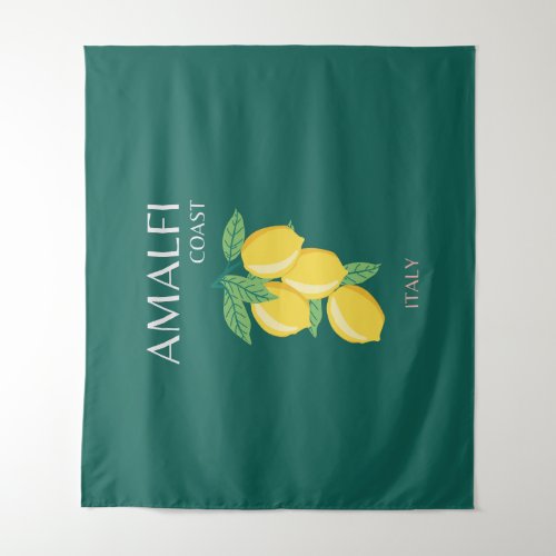 Amalfi Coast Italy Travel Art Retro Green Tapestry