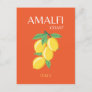 Amalfi Coast, Italy, Travel Art, Retro, Orange Holiday Postcard