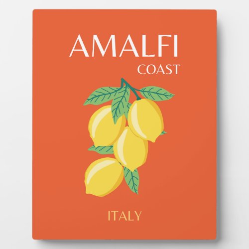 Amalfi Coast Italy Travel Art Retro Orange Plaque