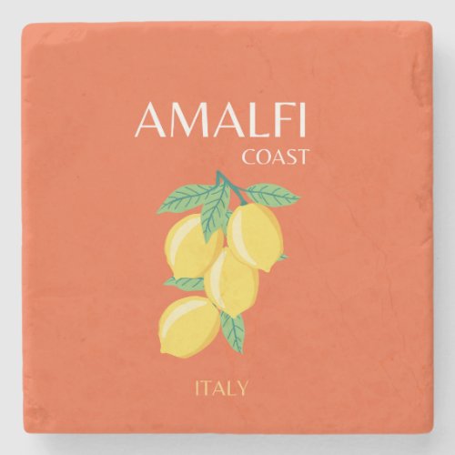 Amalfi Coast Italy Travel Art Retro Orange Stone Coaster