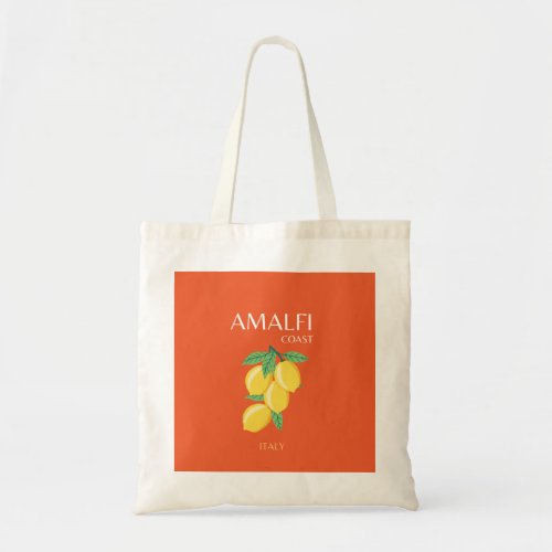 Amalfi Coast Italy Travel Art Retro Orange Tote Bag