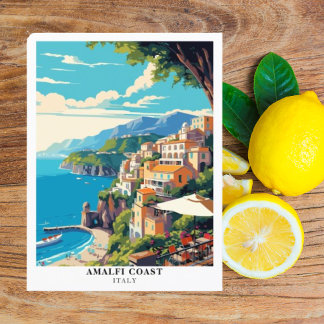 Amalfi Coast Italy Travel Retro Postcard