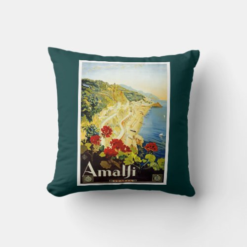 Amalfi Coast Italy Vintage Poster Throw Pillow