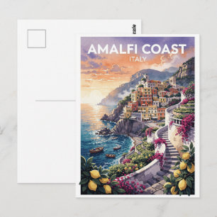 Amalfi Coast Italy Vintage Travel Postcard