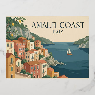 Amalfi Coast Italy Vintage Travel Postcard