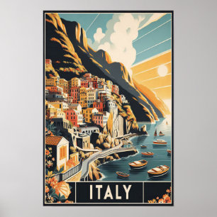 Amalfi Coast Italy Vintage Travel Poster