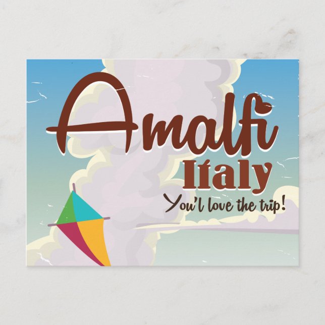 Amalfi coast Italy Vintage travel poster print Postcard (Front)