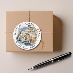 Amalfi Coast Italy Watercolor Destination Wedding  Favor Tags
