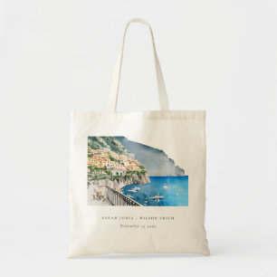 Amalfi Coast Italy Watercolor Landscape Wedding Tote Bag