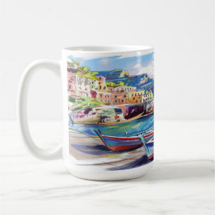 Amalfi Coast Italy Watercolor Sketch Coffee Mug