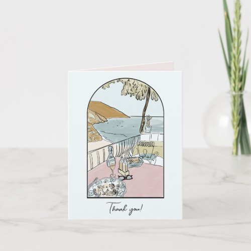 Amalfi Coast Italy Watercolor  Thank You Card