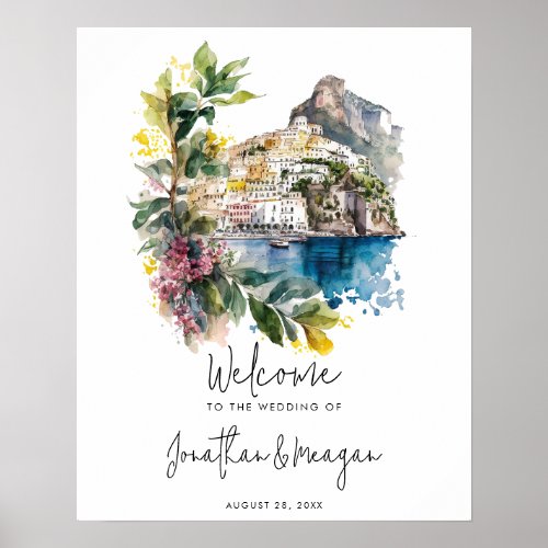Amalfi Coast Italy wedding welcome sign poster