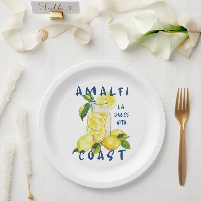 Amalfi Coast – La Dolce Vita Limoncello  Paper Plates (Wedding)
