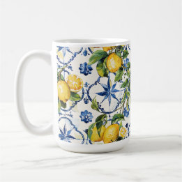 Amalfi Coast Lemon and Tiles Pattern Coffee Mug