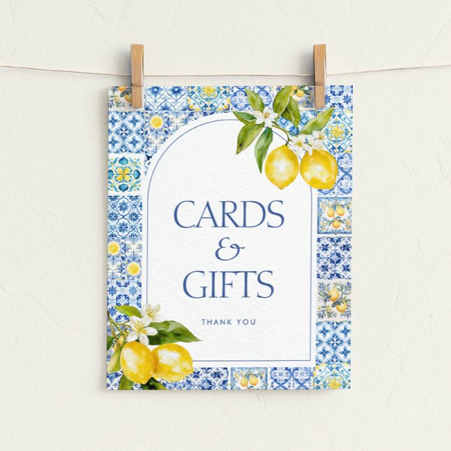 Amalfi Coast Lemon Baby Shower Cards & Gifts Sign (Creator Uploaded)