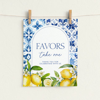 Amalfi Coast Lemon Baby Shower Favors Sign