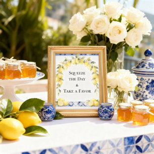 Amalfi Coast Lemon Baby Shower Take a Favor Poster