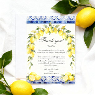 Amalfi Coast Lemon Baby Shower Thank You Card