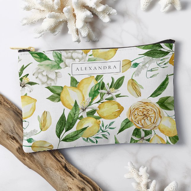 Amalfi Coast Lemon Blossom Personalized Accessory Pouch (Creator Uploaded)