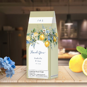 Amalfi Coast Lemon Blue Floral Wedding Favor Roasted Coffee