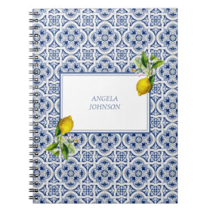 Amalfi Coast Lemon Blue Tiles Italy Notebook