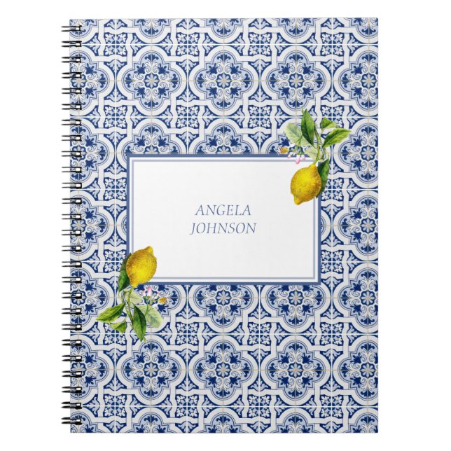 Amalfi Coast Lemon Blue Tiles Italy  Notebook (Front)