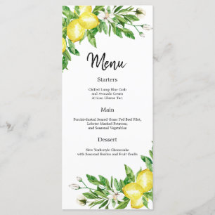 Amalfi coast lemon floral Wedding Reception menu