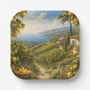 Amalfi Coast Lemon Grove Mediterranean Italian Paper Plates