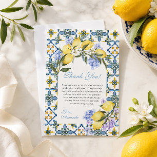 Amalfi Coast Lemon Italia Mediterran Bridal Shower Thank You Card
