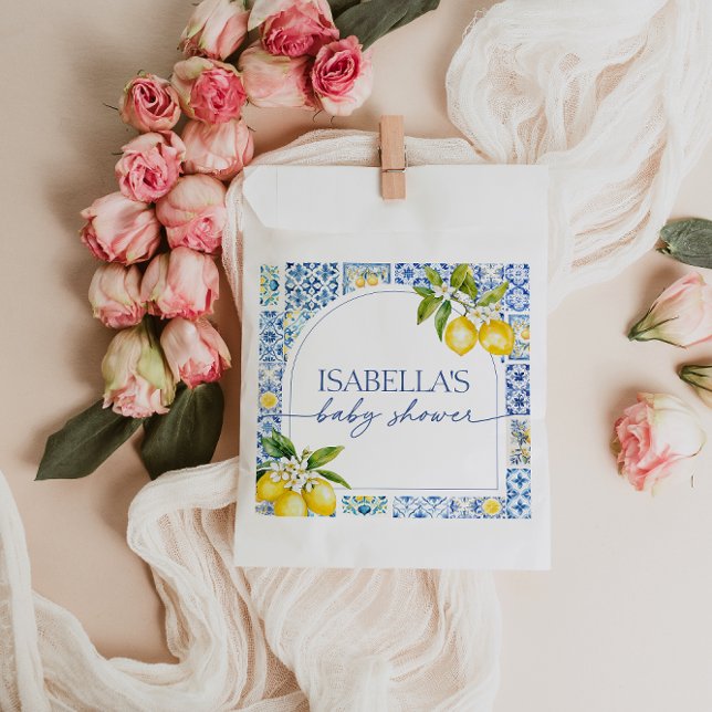 Amalfi Coast Lemon Mediterranean Baby Shower Favor Bag (Creator Uploaded)