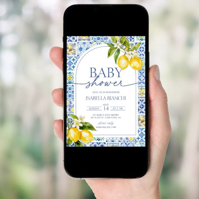 Amalfi Coast Lemon Mediterranean Baby Shower Invitation (Front Digital)
