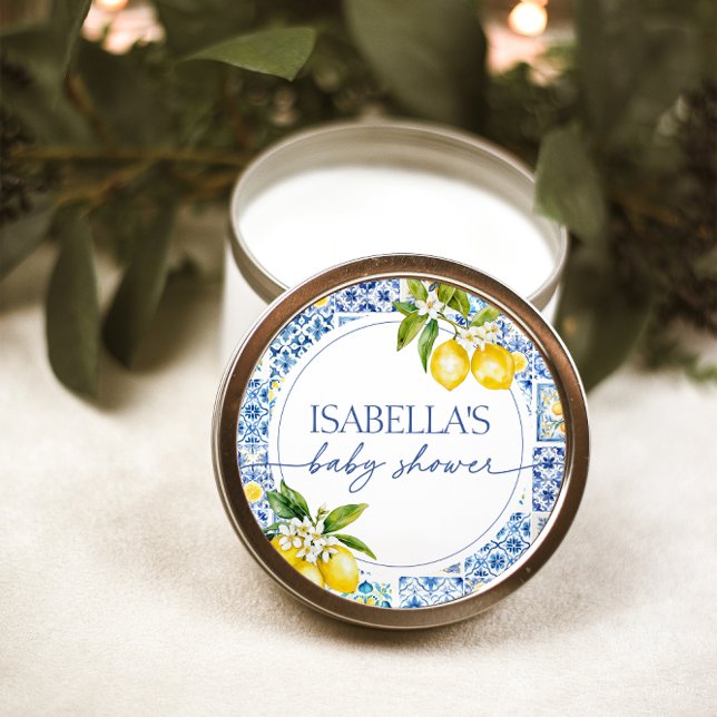 Amalfi Coast Lemon Mediterranean Baby Shower Mini Candle Favors (Creator Uploaded)