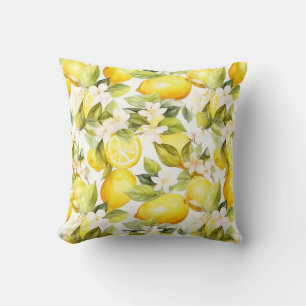 Amalfi Coast Lemon Pattern Throw Pillow