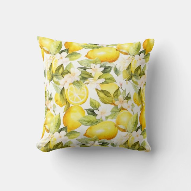 Amalfi Coast Lemon Pattern  Throw Pillow (Front)