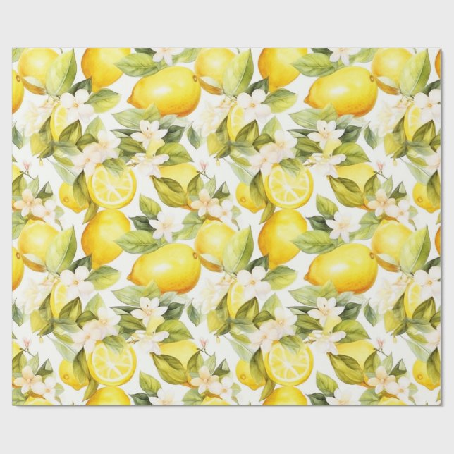 Amalfi Coast Lemon Pattern  Wrapping Paper (Flat)