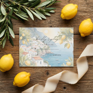Amalfi Coast Lemon RSVP Card Italian Destination