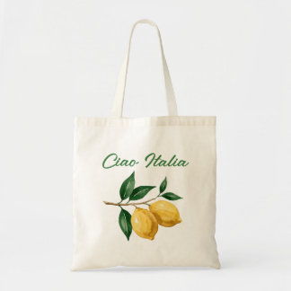 Amalfi Coast Lemon Sage Stripe Ciao Italia Welcome Tote Bag