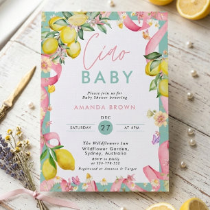 Amalfi Coast Lemon Summer Italian Ciao Baby Shower Invitation